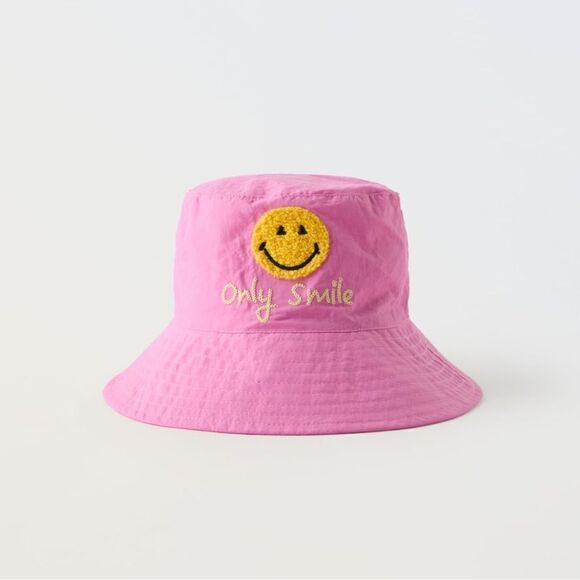 Zara Pink SmileyWorld Kids Girls Bucket Hat(Size 10-14yrs) - Picture 1 of 6